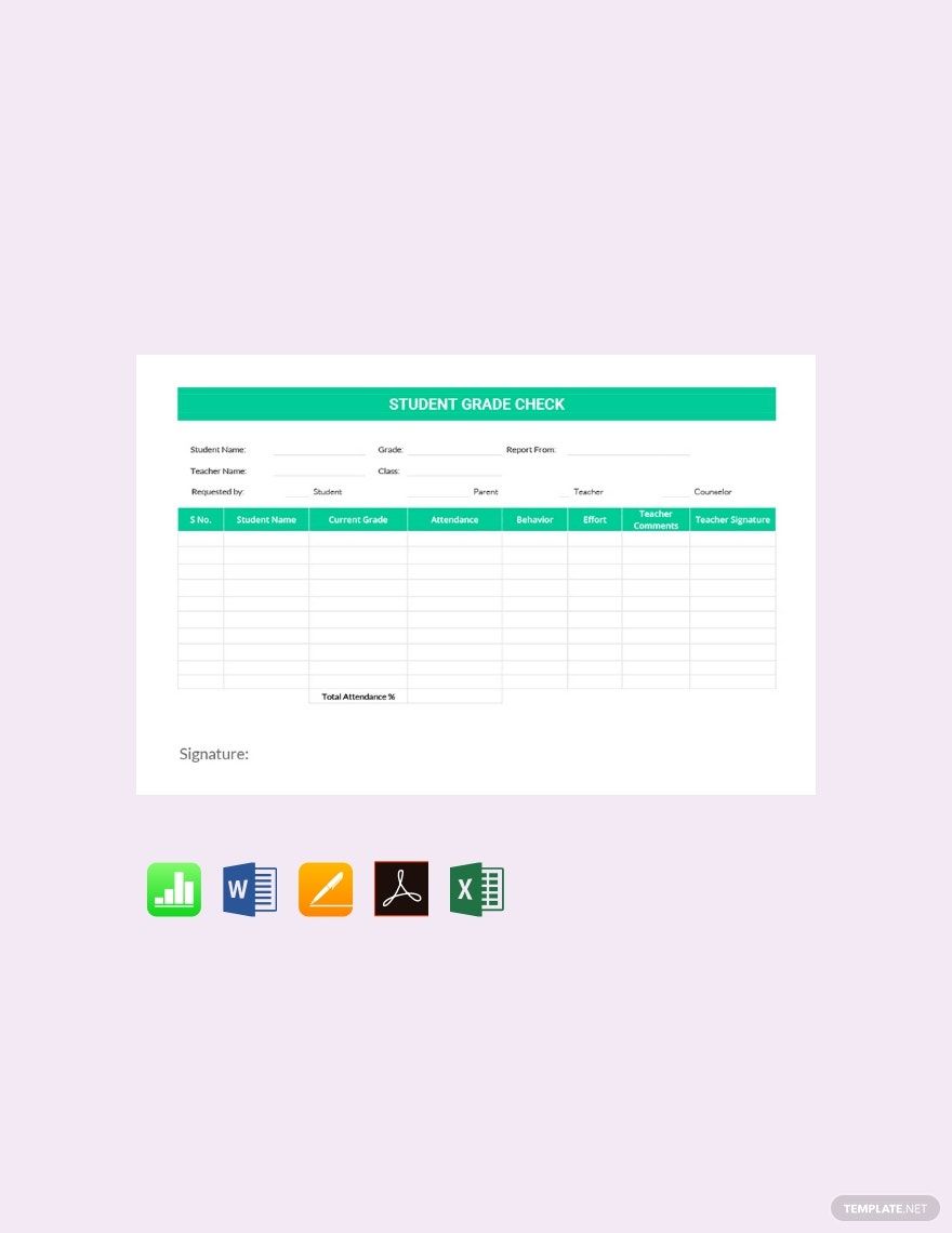 Student Grade Sheet Template