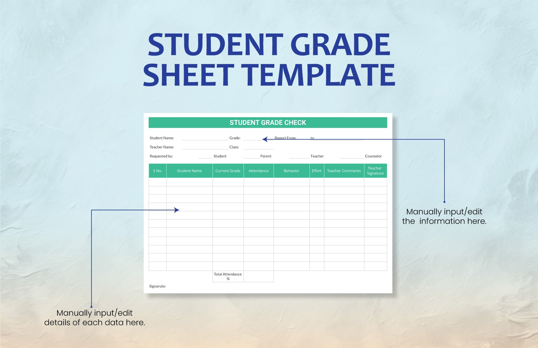 Student Grade Sheet Template