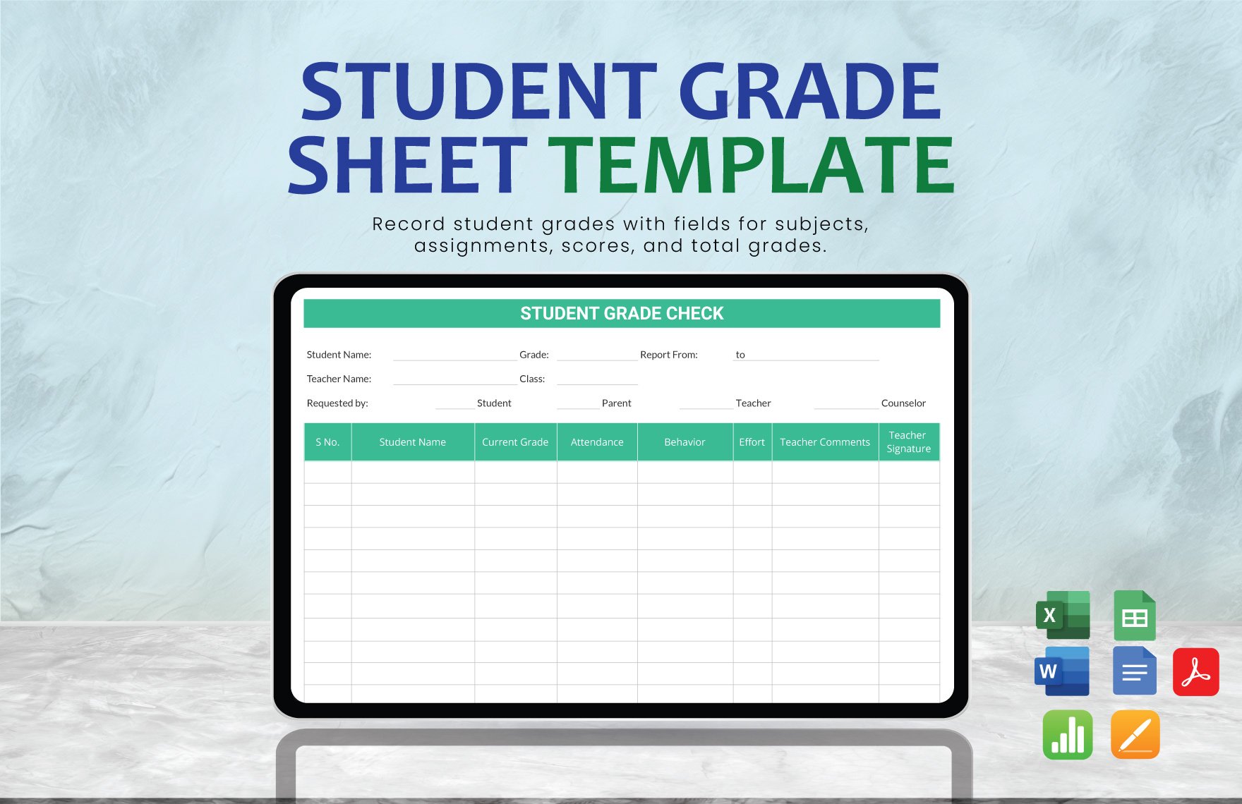 Student Grade Sheet Template in Apple Numbers, Word, Apple Pages, PDF, Excel, Google Docs, Google Sheets - Download | Template.net