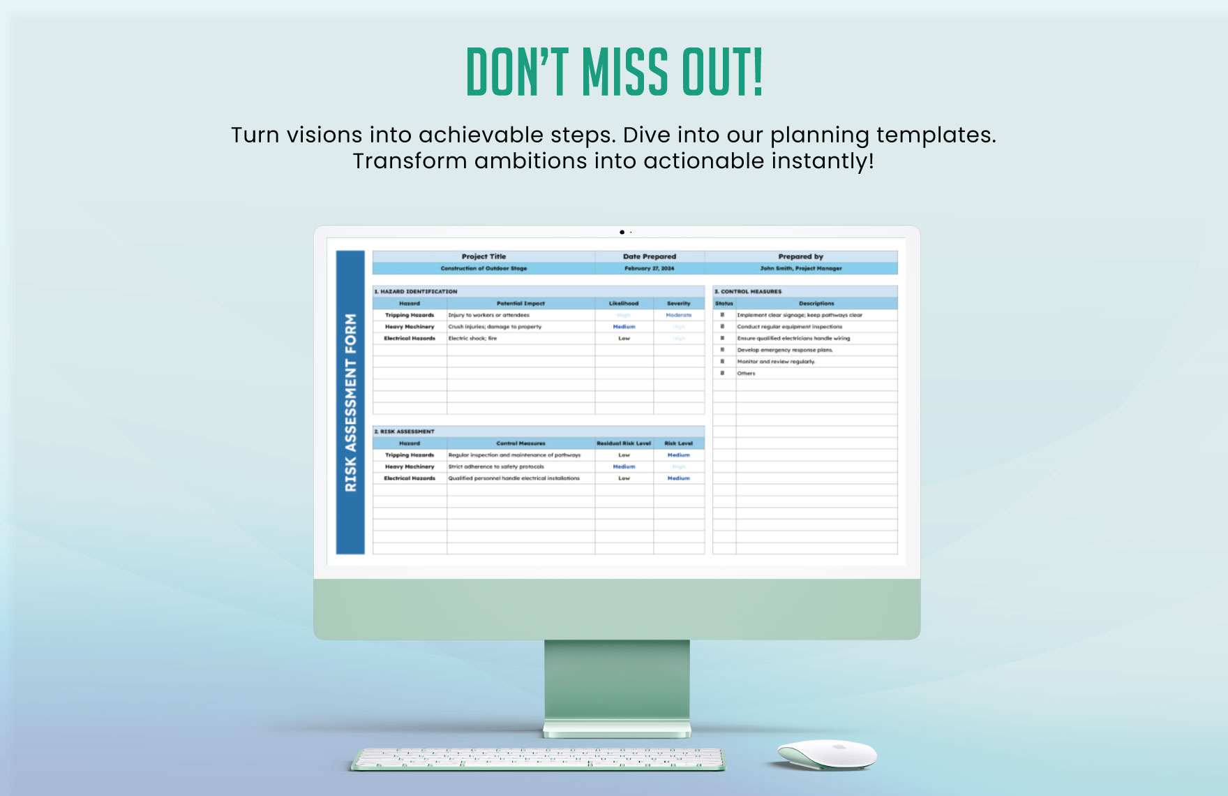 Risk Assessment Form Template