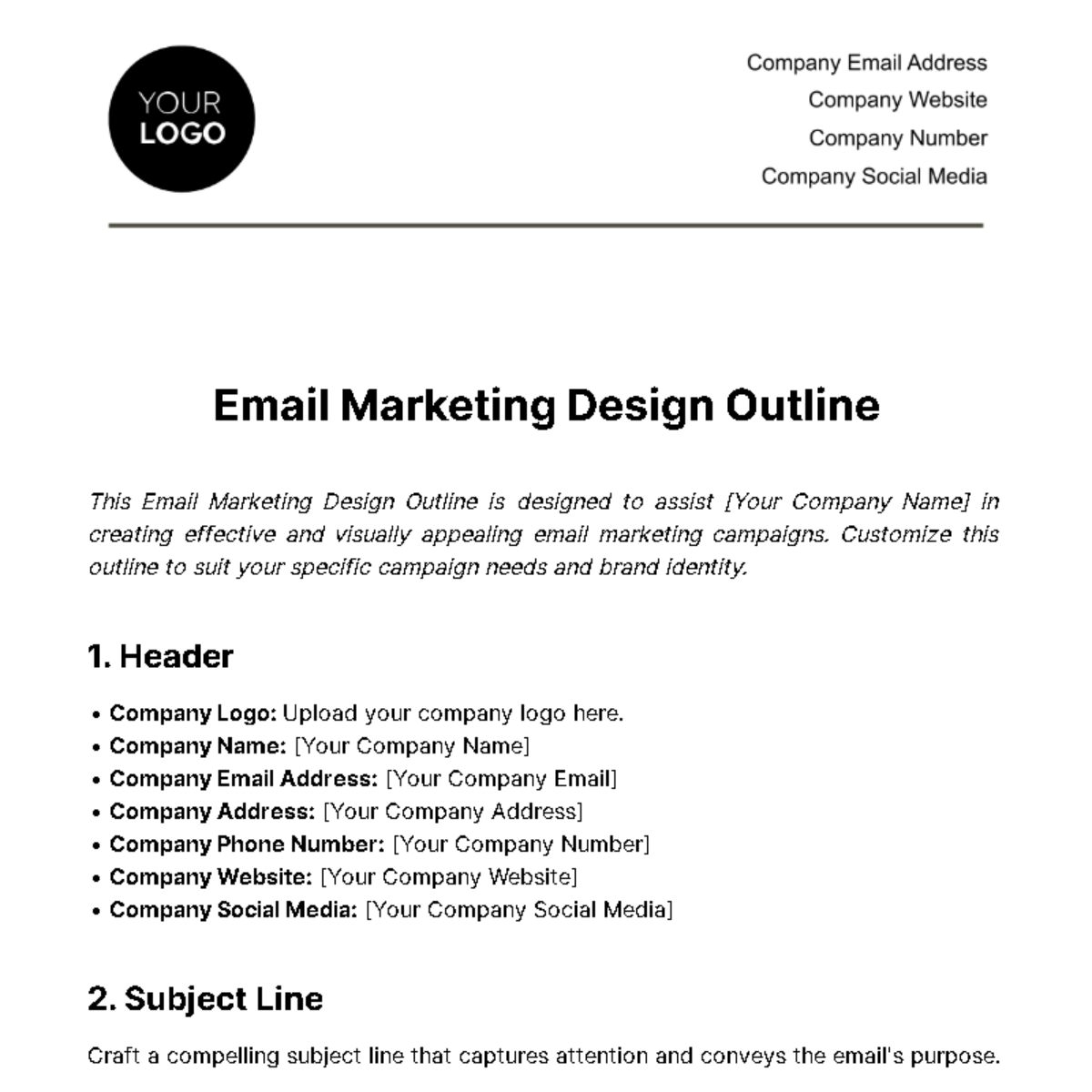 Email Marketing Design Outline Template