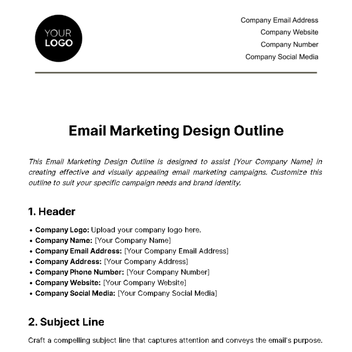 Free Email Marketing Design Outline Template