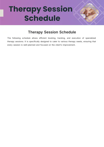 Free Therapy Session Schedule Template to Edit Online