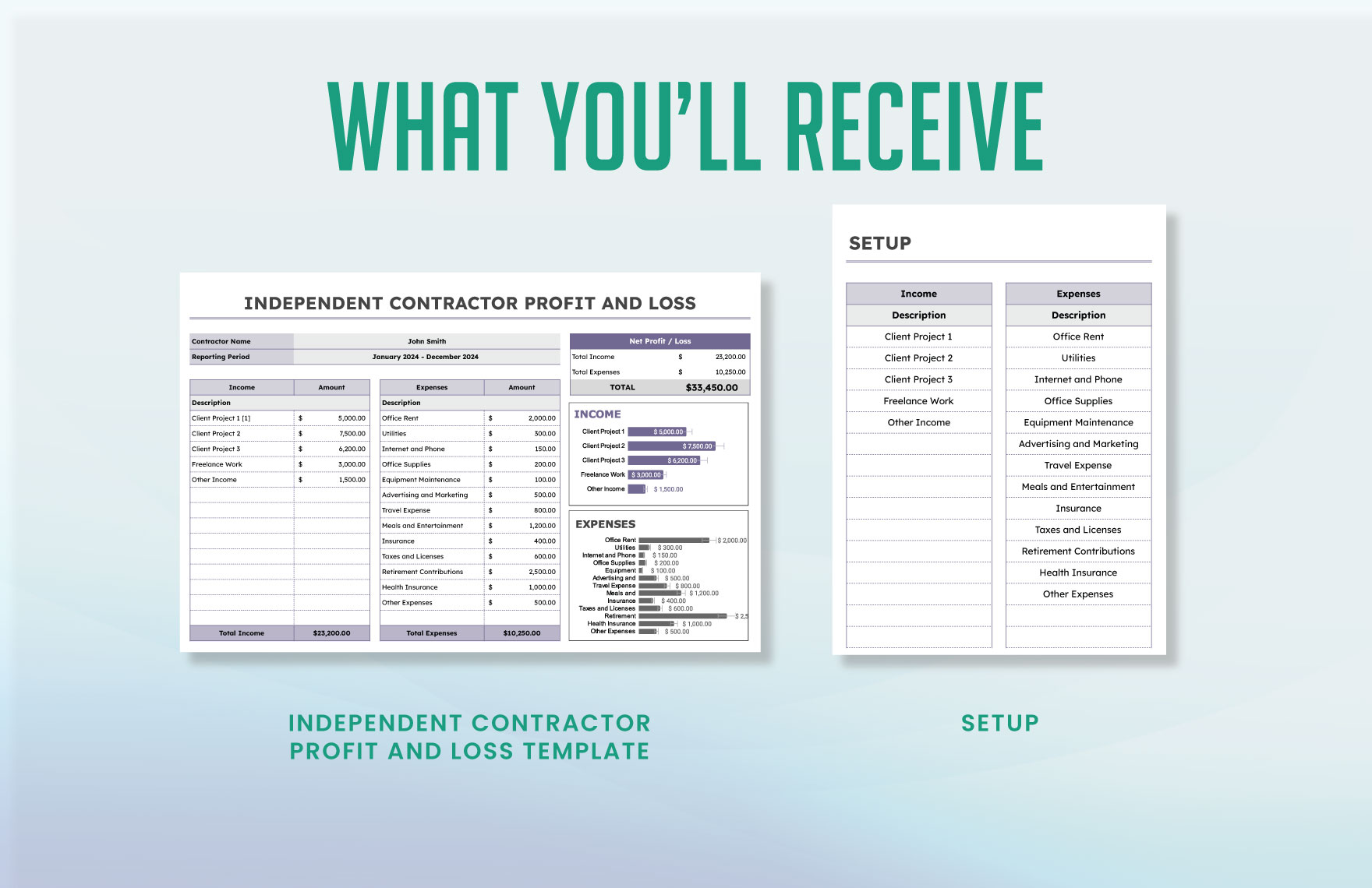 Independent Contractor Profit and Loss Template