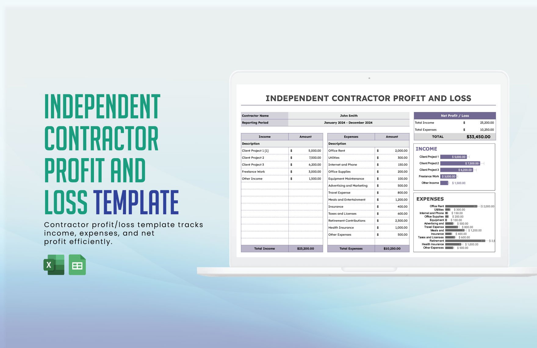 Independent Contractor Profit and Loss Template
