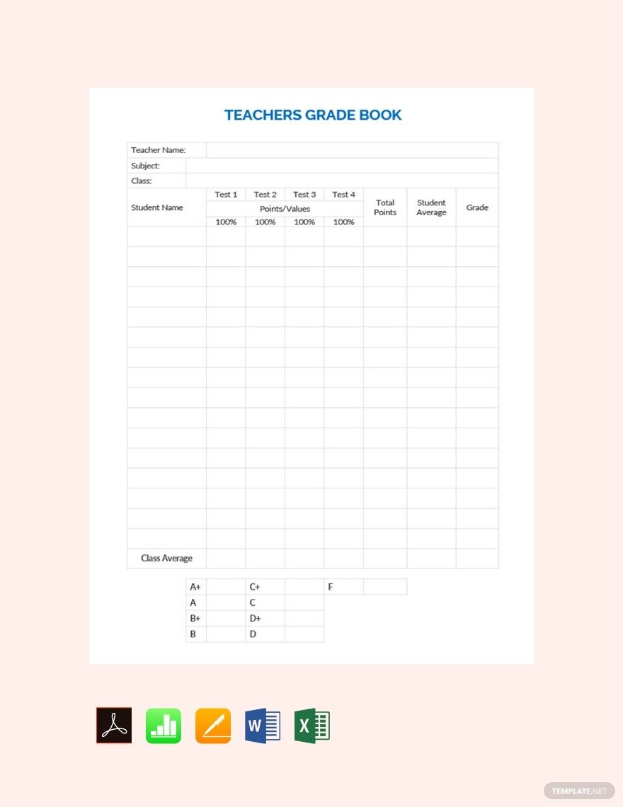 Teacher Grade Sheet Template
