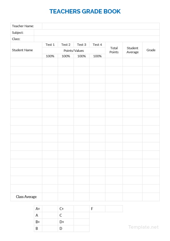 Teacher Grade Sheet Template in Microsoft Word, Excel, PDF