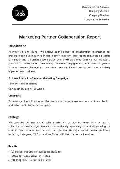 Free Marketing Partner Collaboration Report Template to Edit Online