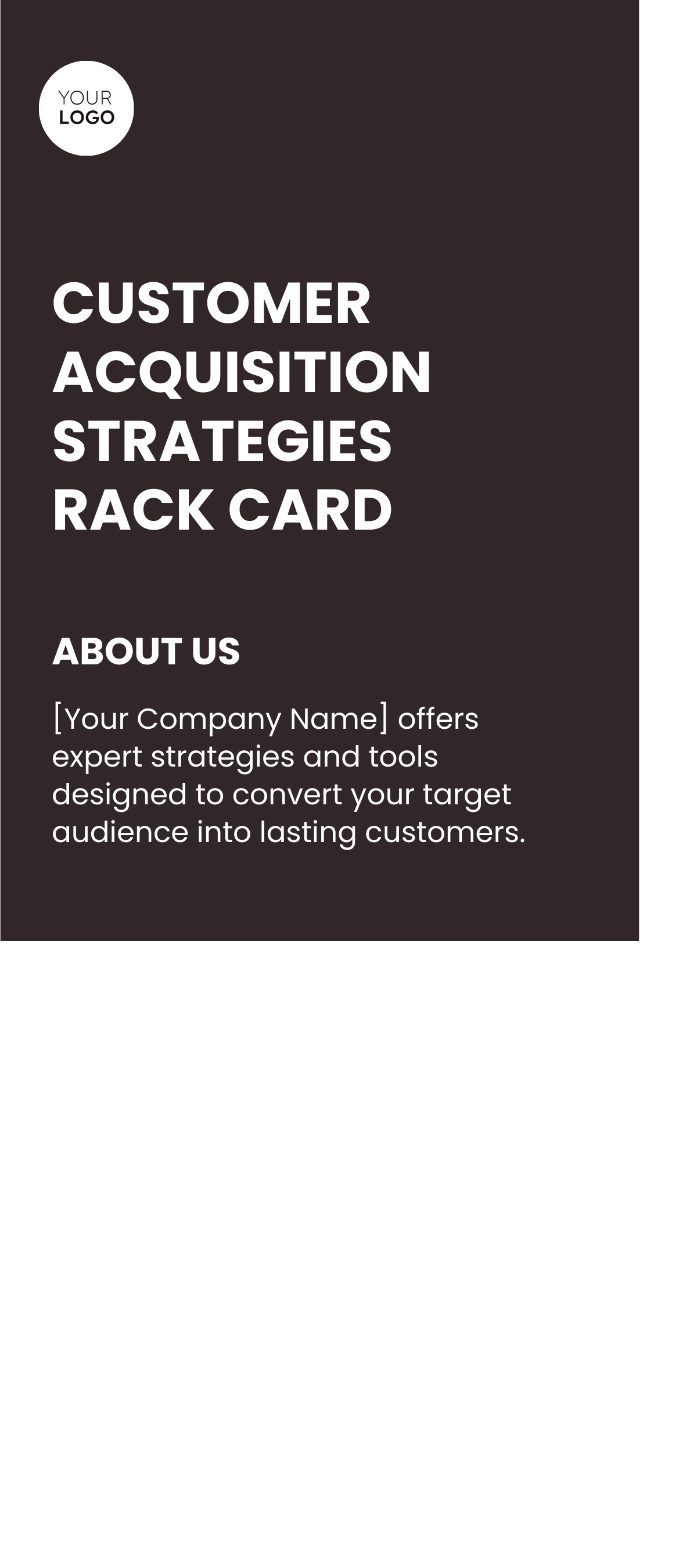 Free Customer Acquisition Strategies Rack Card Template