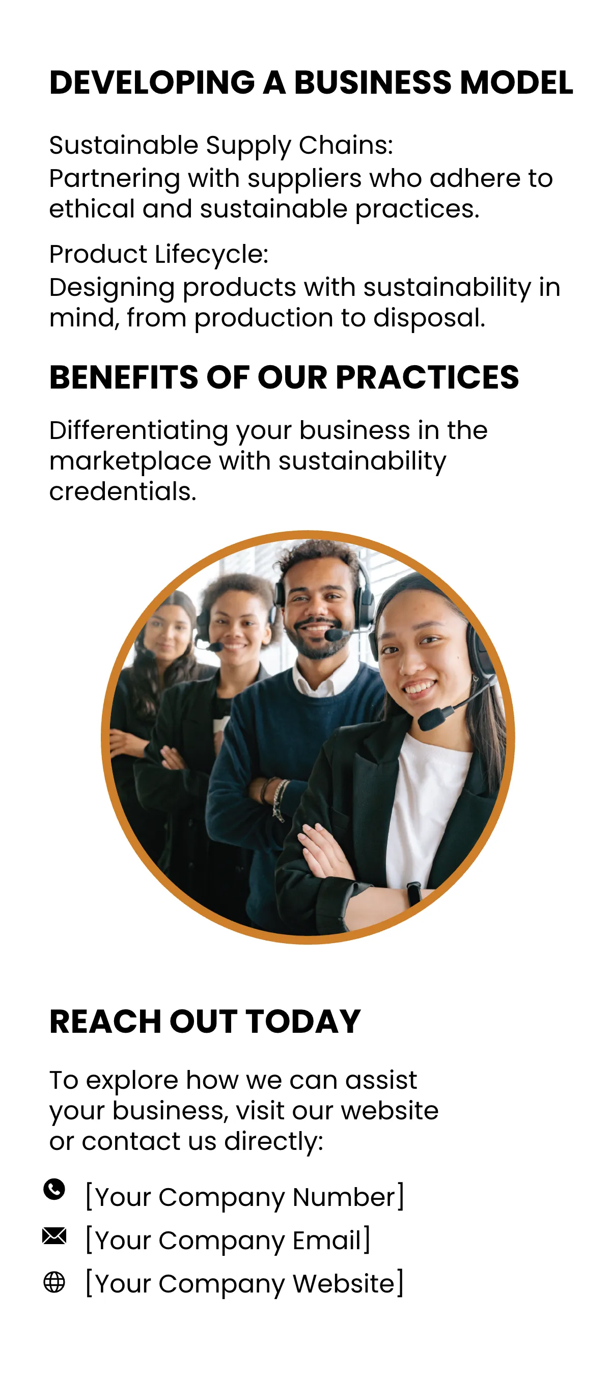 Free Sustainable Business Practices Rack Card Template to Edit Online