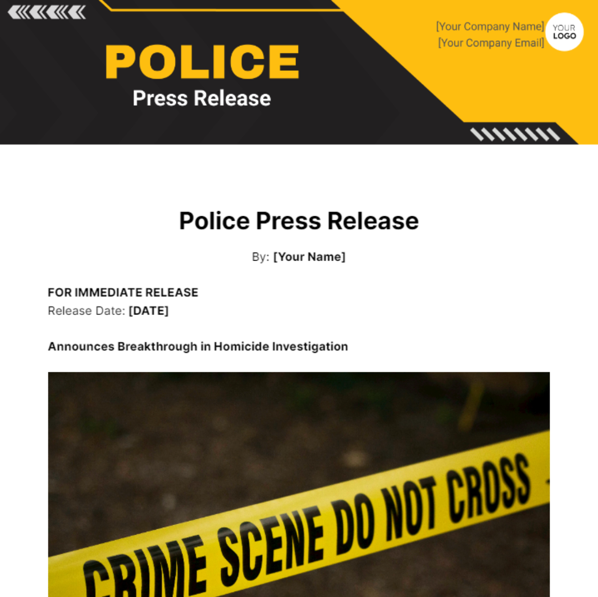Police Press Release Template