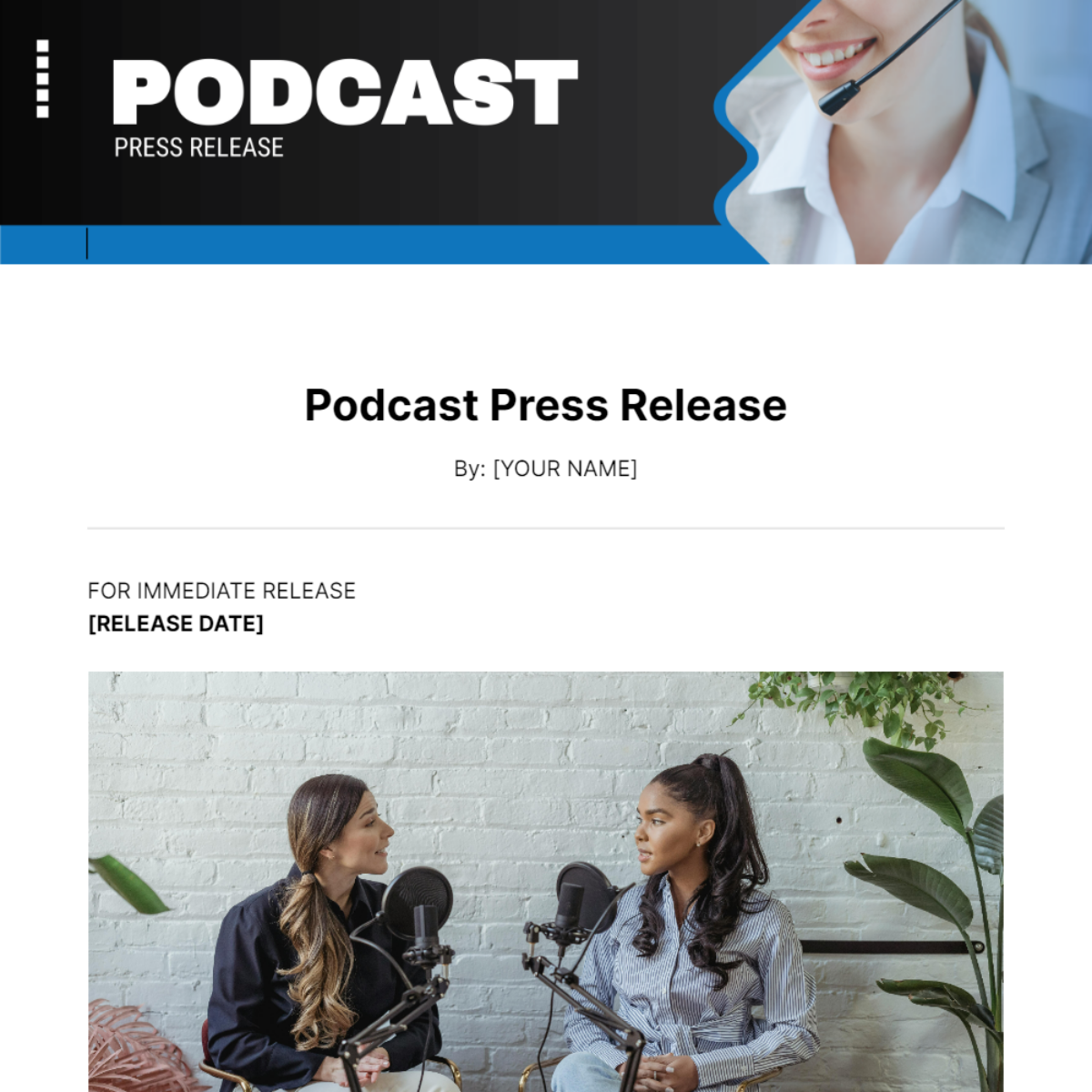 Podcast Press Release Template