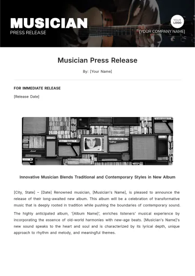 Free Musician Press Release Template to Edit Online