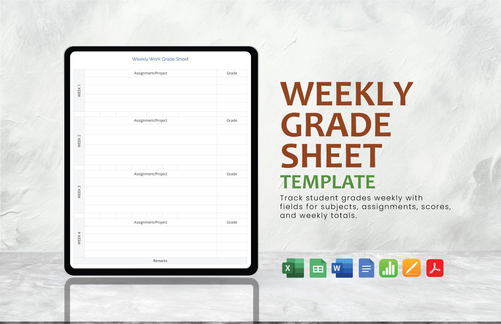 Weekly Grade Sheet Template in Word, Google Docs, Excel, PDF, Google Sheets, Apple Pages, Apple Numbers