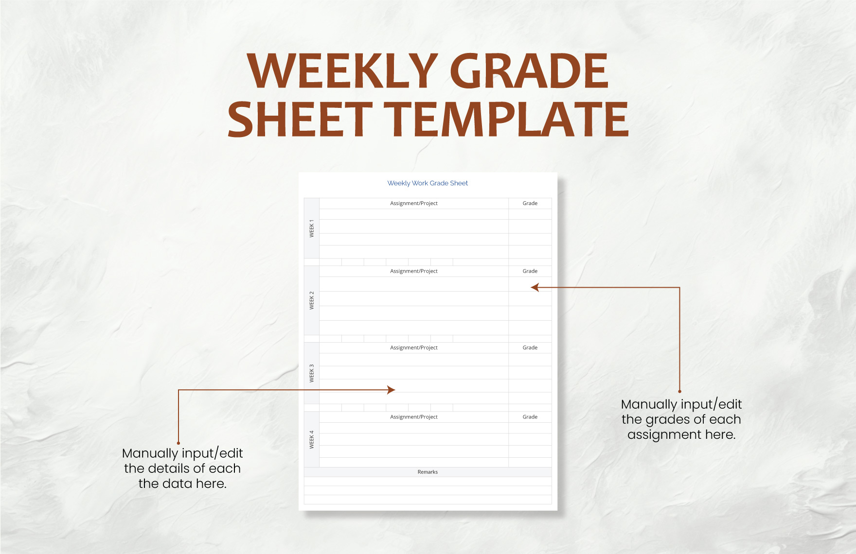 Weekly Grade Sheet Template
