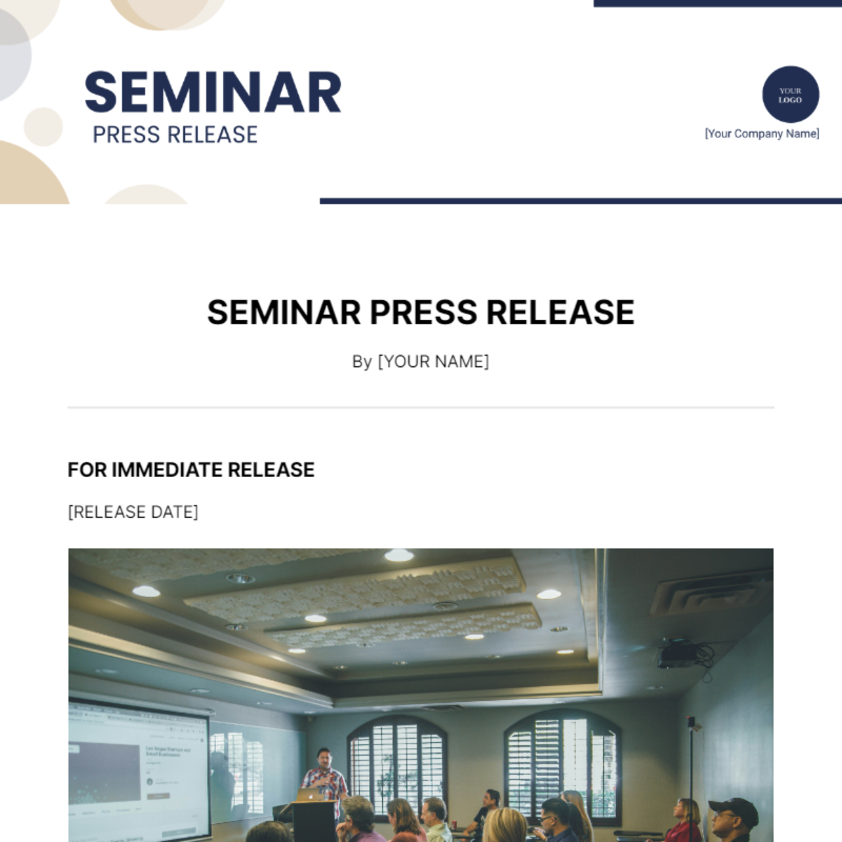 Seminar Press Release Template