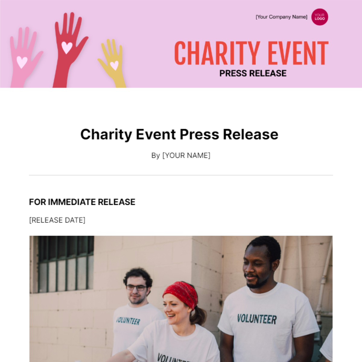 Charity Event Press Release Template
