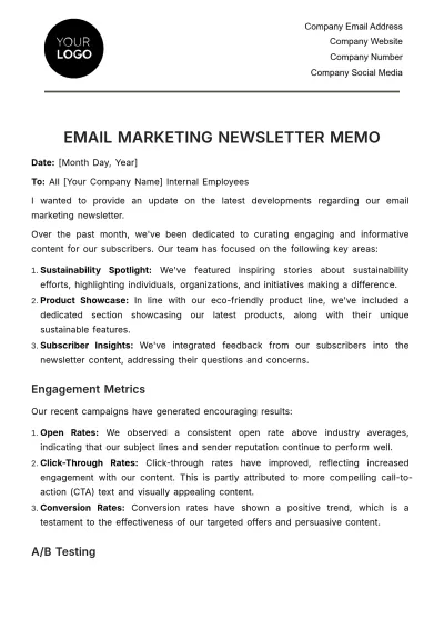 Free Email Marketing Newsletter Memo Template & AI Newsletter Maker