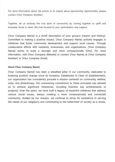 Free Community Event Press Release Template to Edit Online