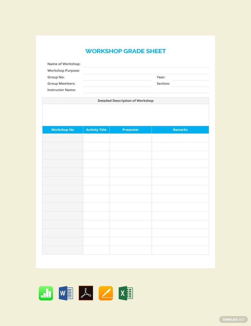 Workshop Grade Sheet Template