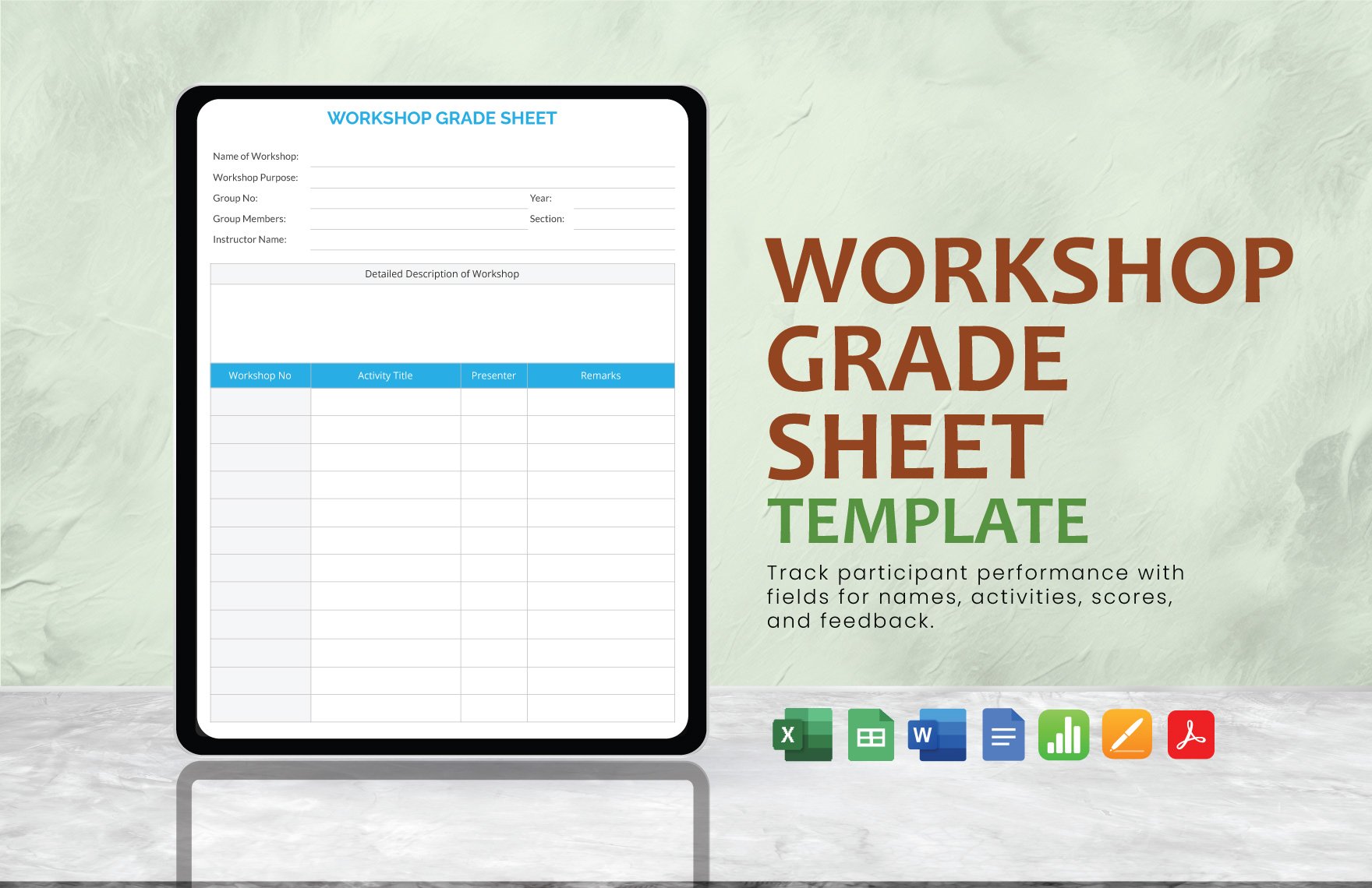 Workshop Grade Sheet Template in Word, Google Docs, Excel, PDF, Google Sheets, Apple Pages, Apple Numbers