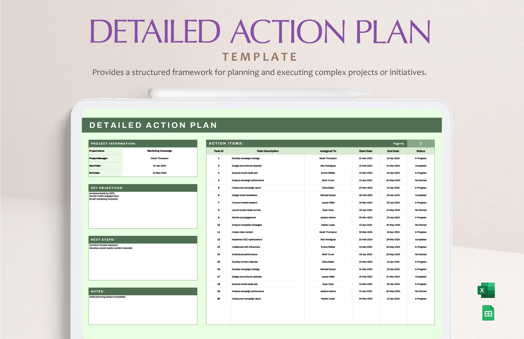 Detailed Action Plan Template