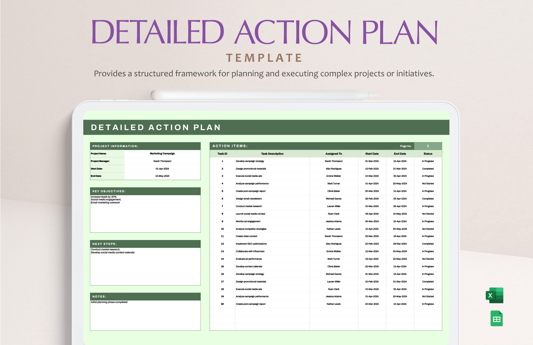 Action Plan Template Google Sheets Udlvirtual esad edu br