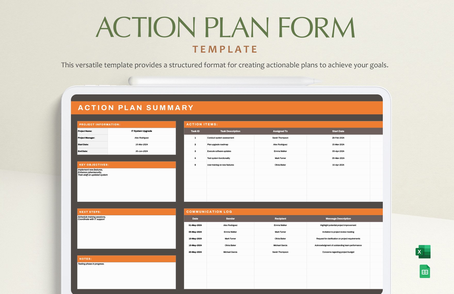 Action Plan Form Template