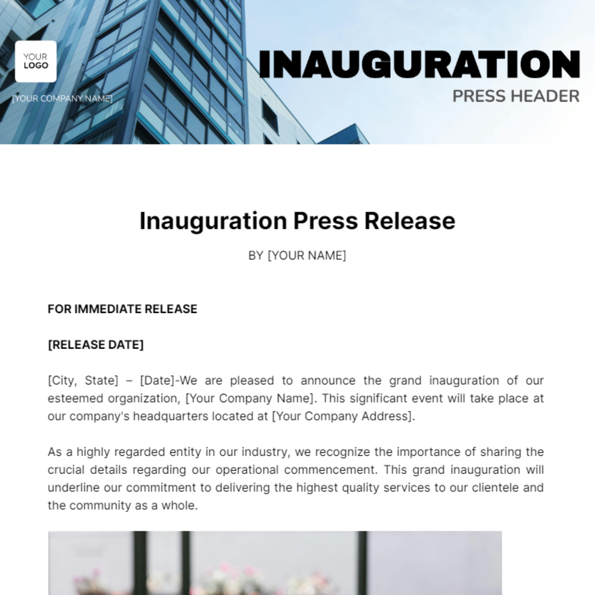 Inauguration Press Release Template