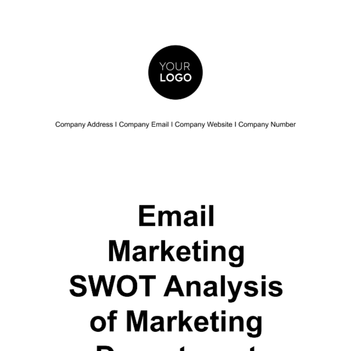 Email Marketing SWOT Analysis of Marketing Department Template