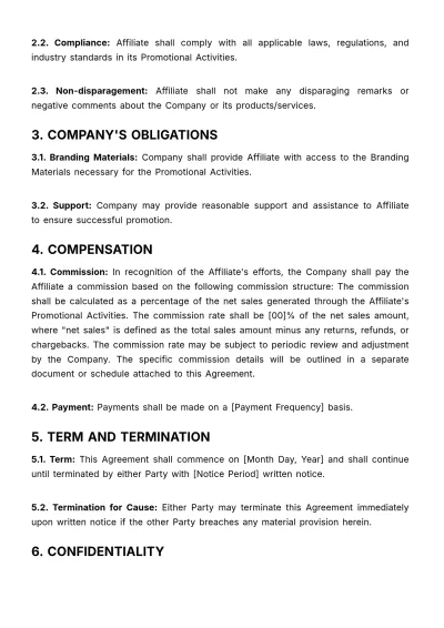 Free Marketing Affiliate Branding Agreement Template to Edit Online