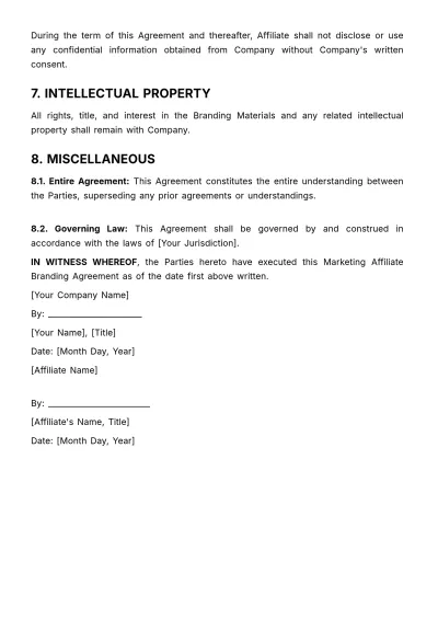 Free Marketing Affiliate Branding Agreement Template to Edit Online