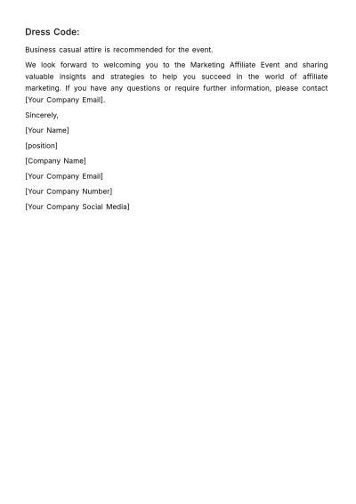 Free Marketing Affiliate Event Notice Template to Edit Online