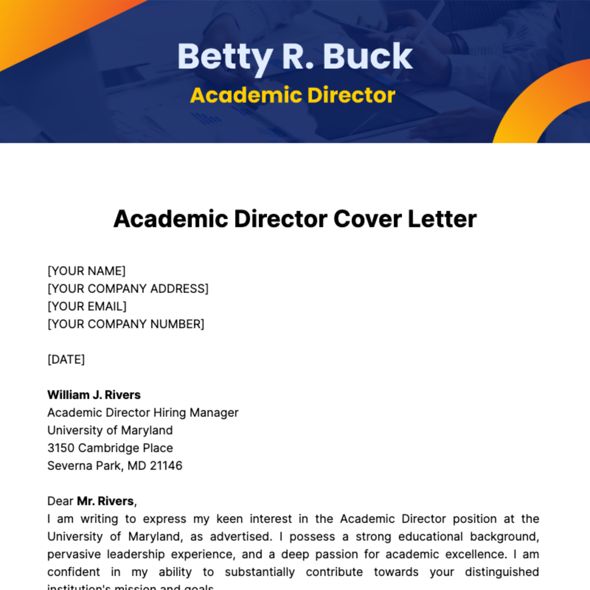 Academic Director Cover Letter Template