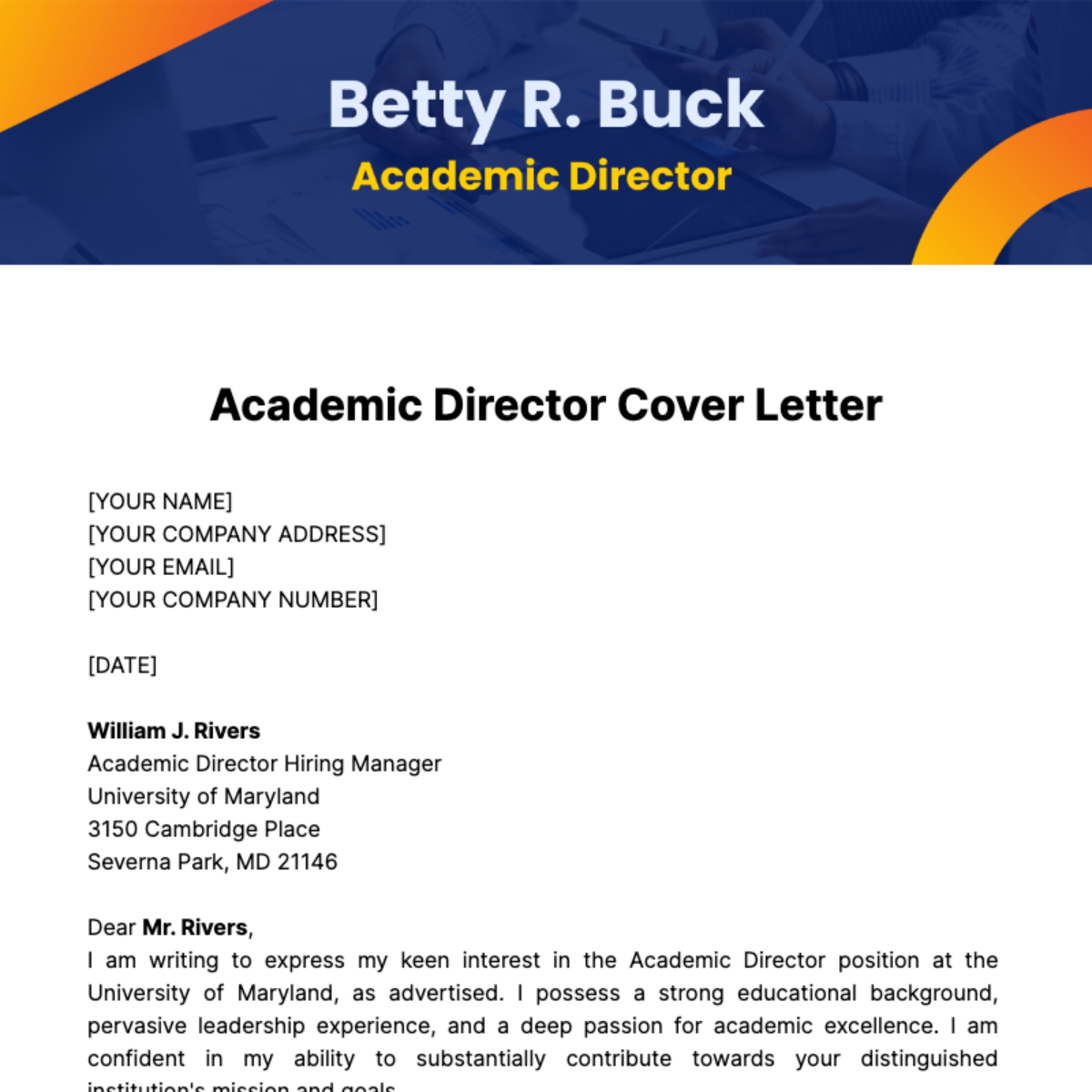 academic director cover letter