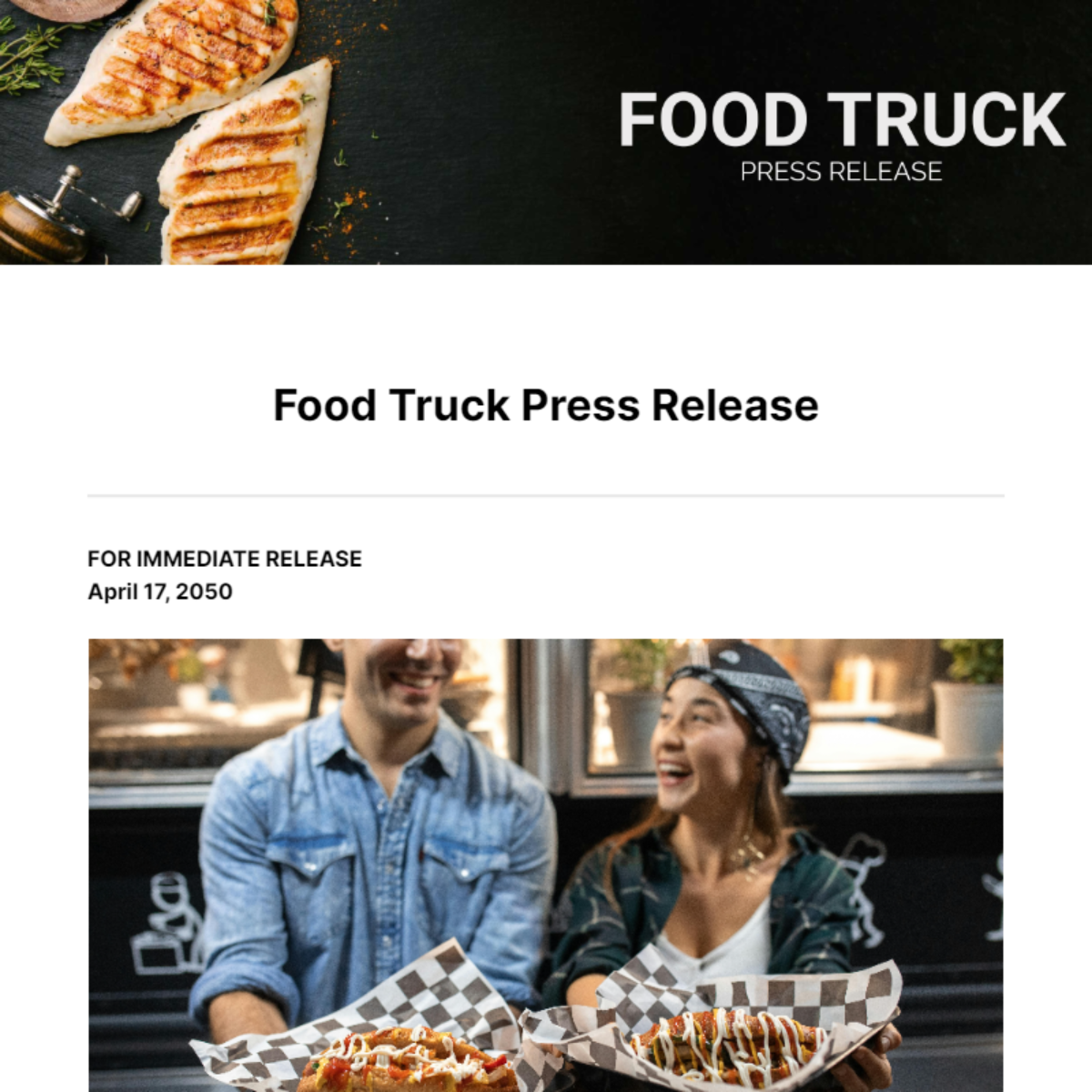 Food Truck Press Release Template