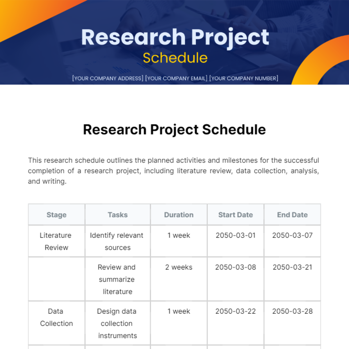 Research Schedule Template
