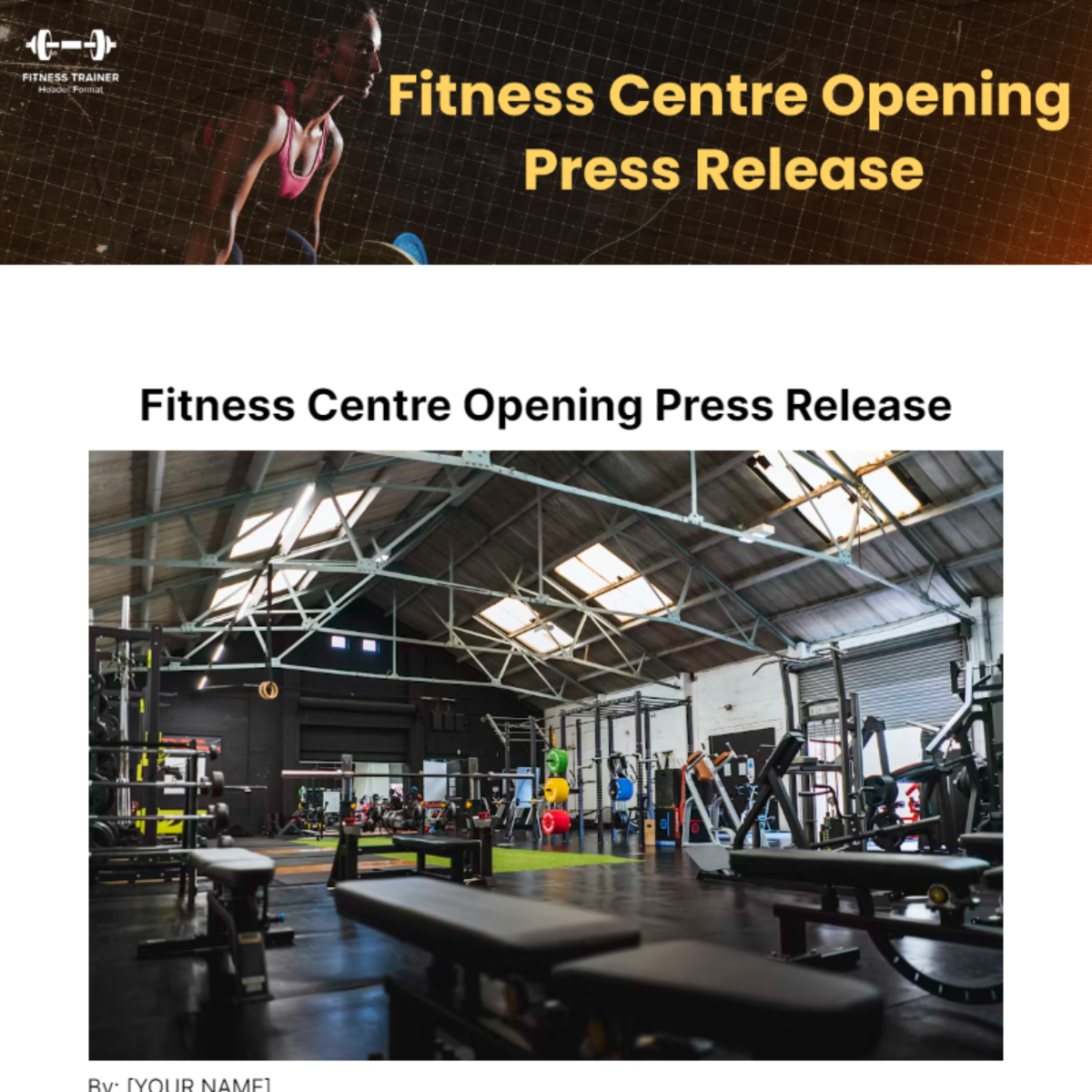 Fitness Centre Opening Press Release Template