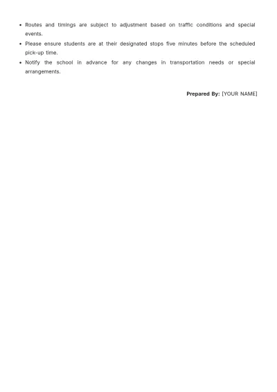 Free School Bus Schedule Template to Edit Online