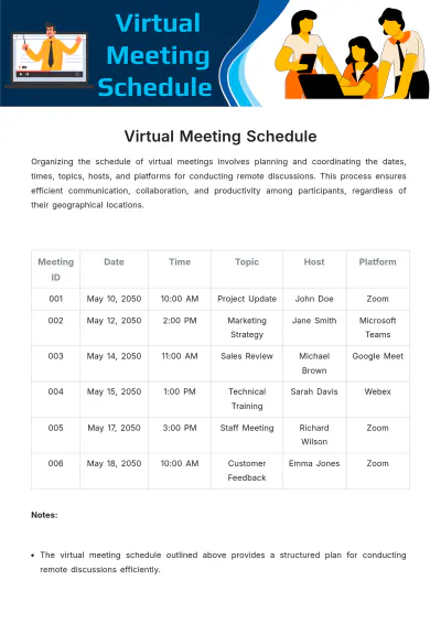 Free Virtual Meeting Schedule Template to Edit Online