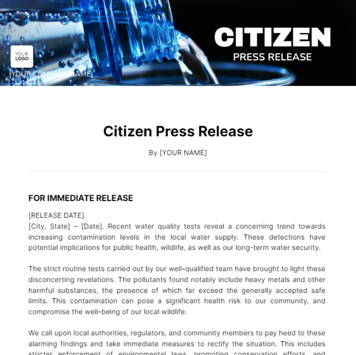 Free Citizen Press Release Template