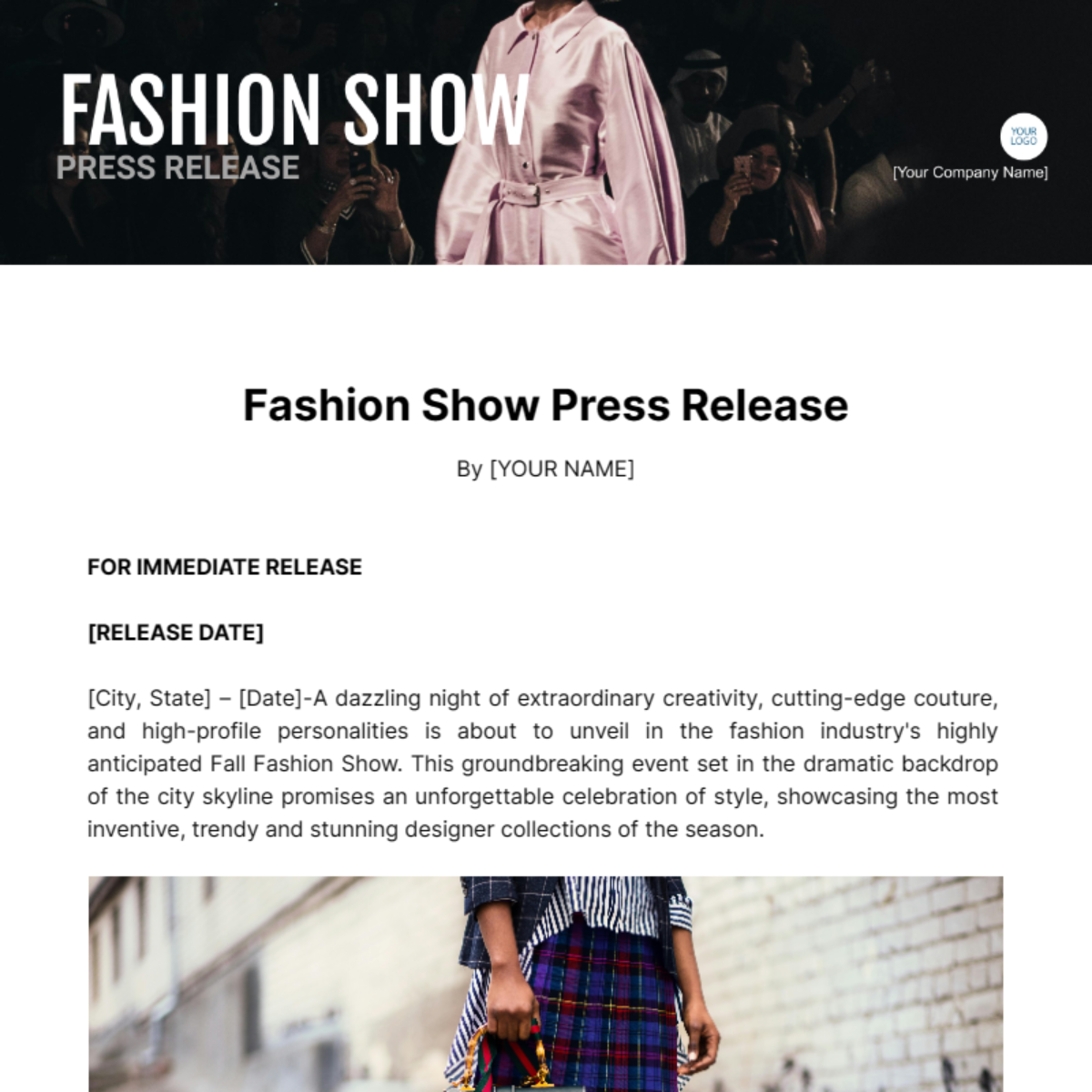 Free Fashion Show Press Release Template