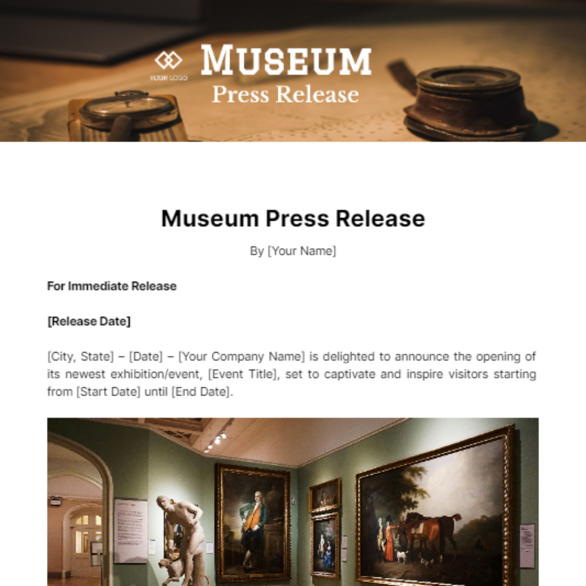 Museum Press Release Template
