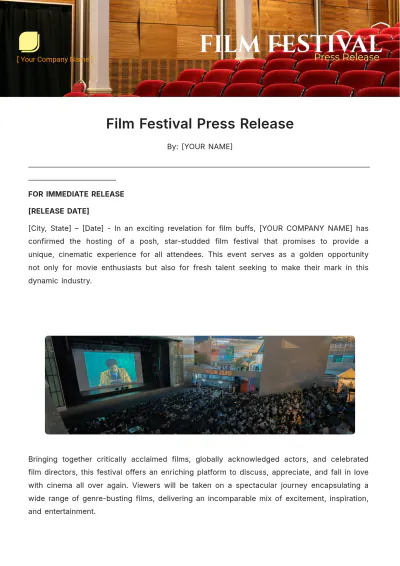 Free Film Festival Press Release Template to Edit Online