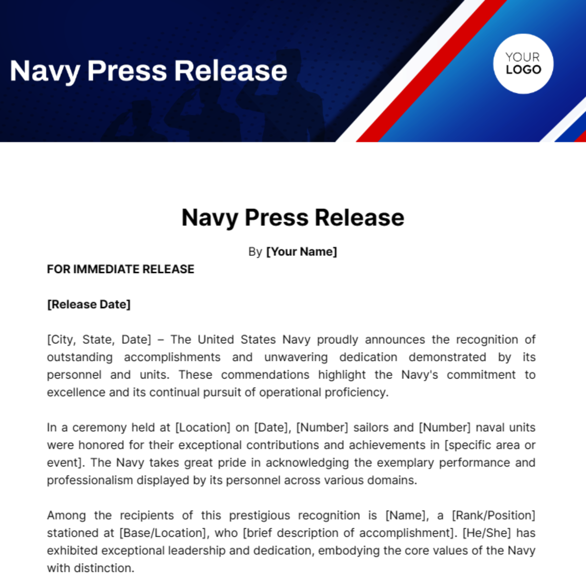Navy Press Release Template