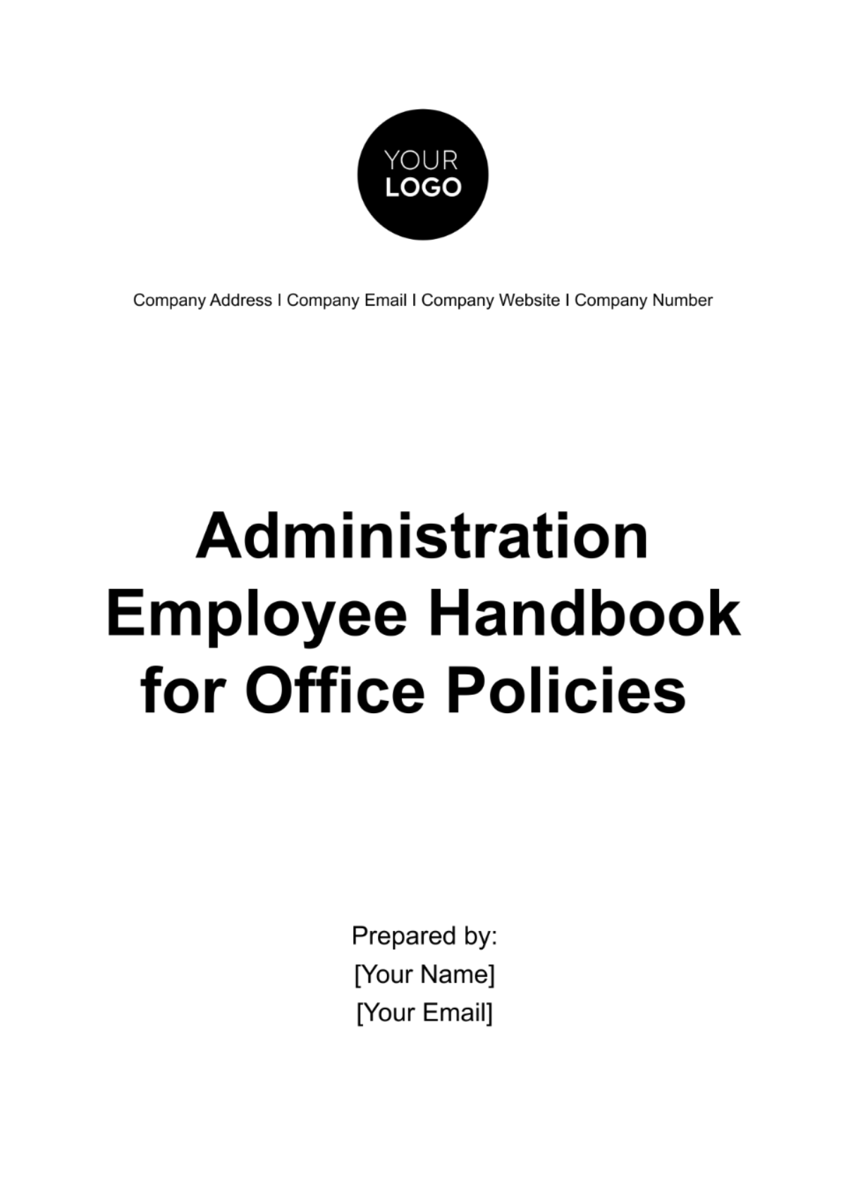 Administration Employee Handbook for Office Policies Template