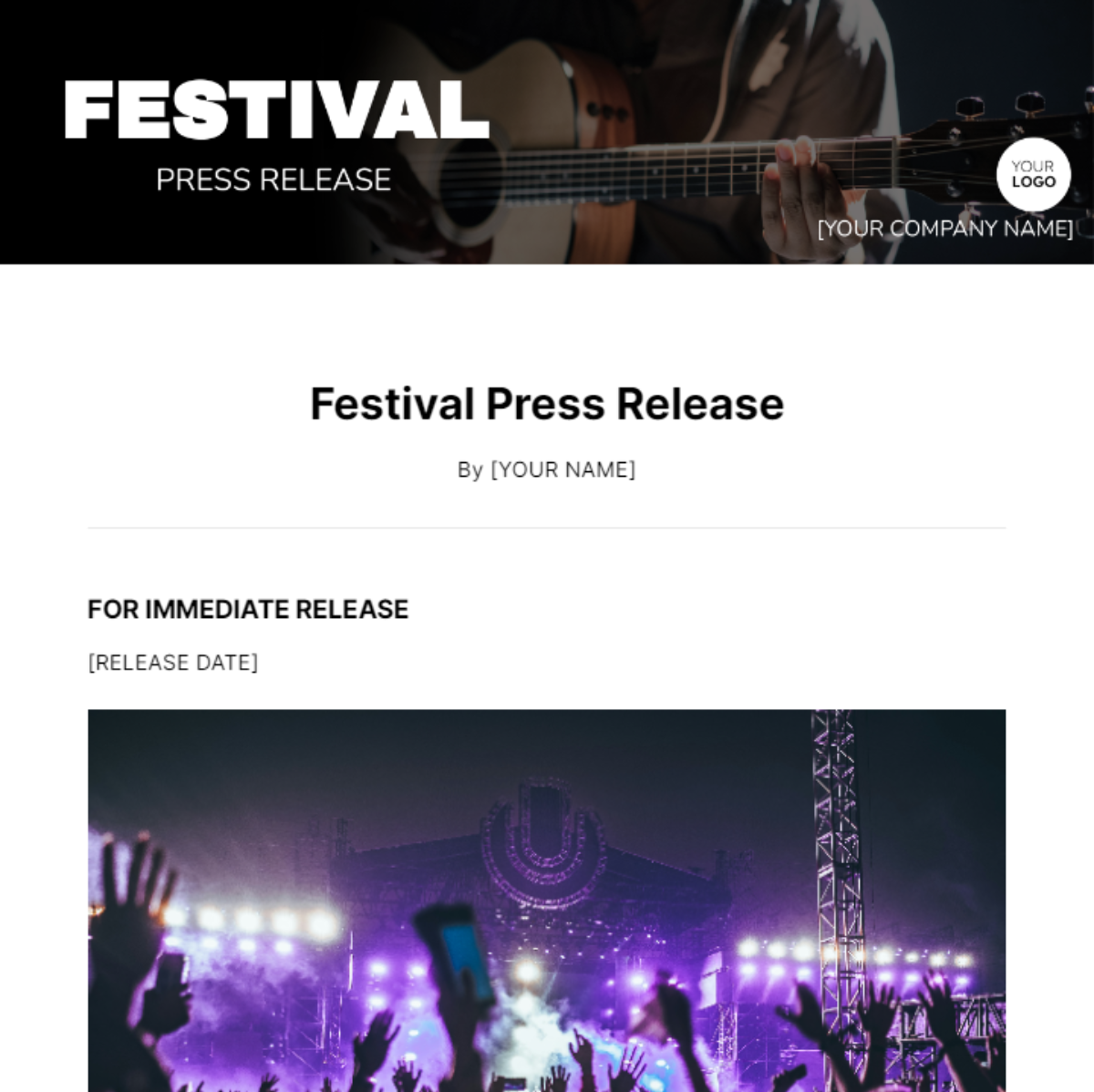 Festival Press Release Template