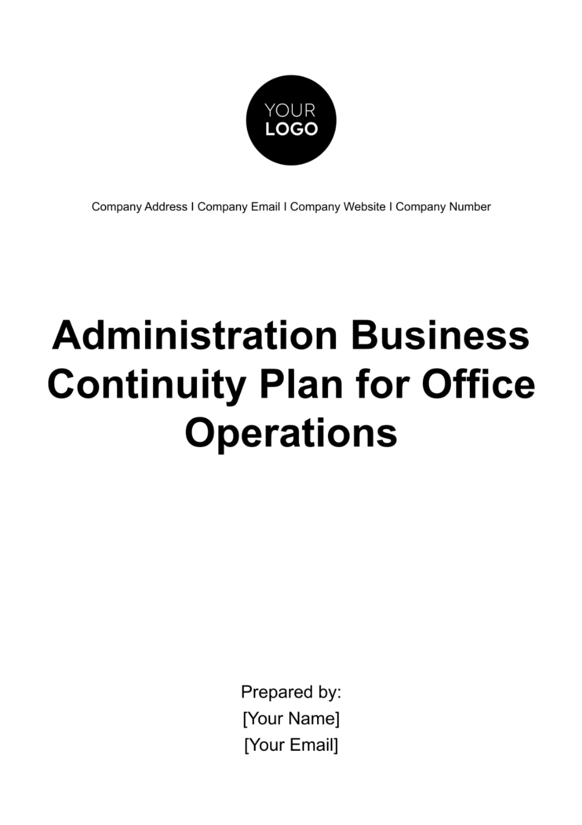 Administration Business Continuity Plan for Office Operations Template