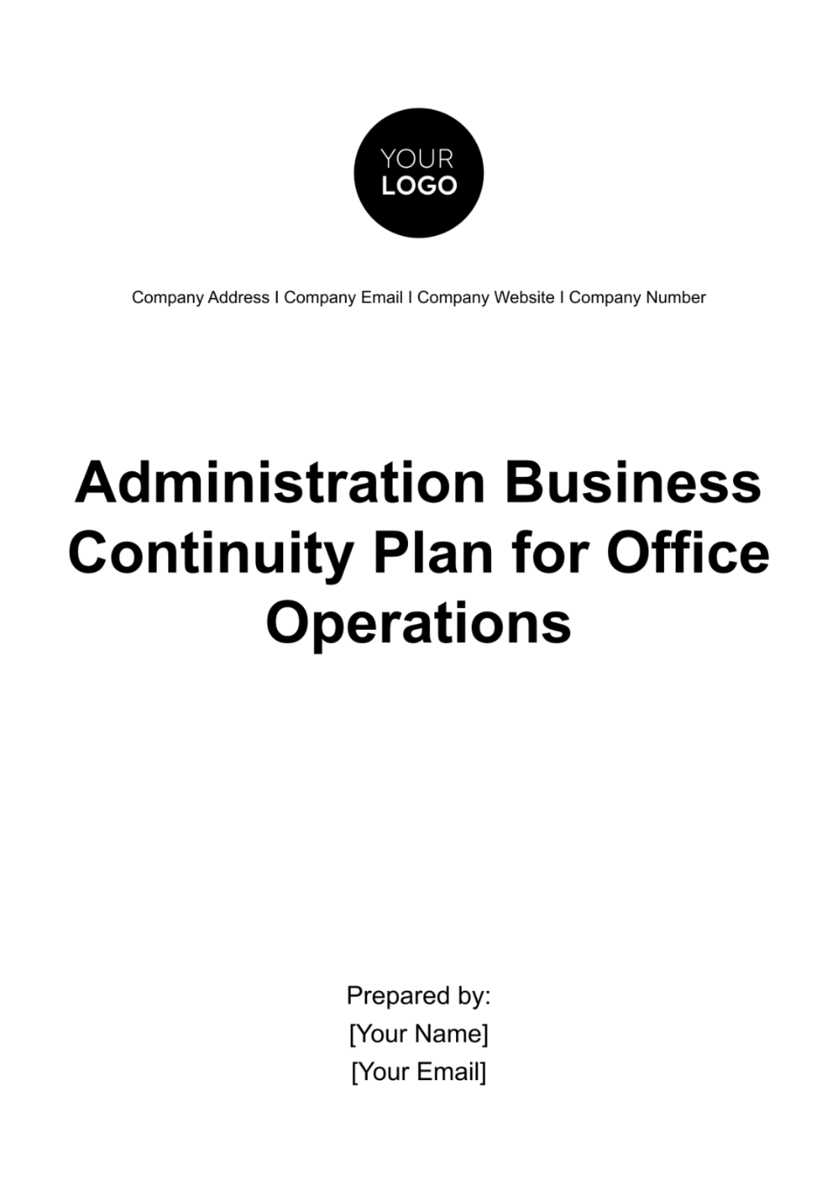 Administration Business Continuity Plan for Office Operations Template ...