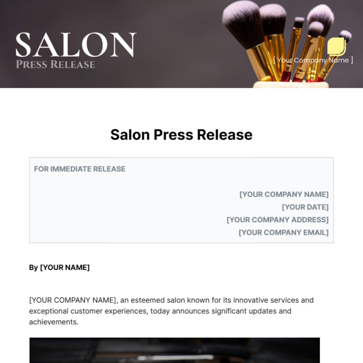 Salon Press Release Template